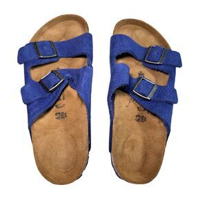 Birkenstock Arizona Cobalt Blue Suede Sandals Men 10 Women 12 Regular Width Shoe